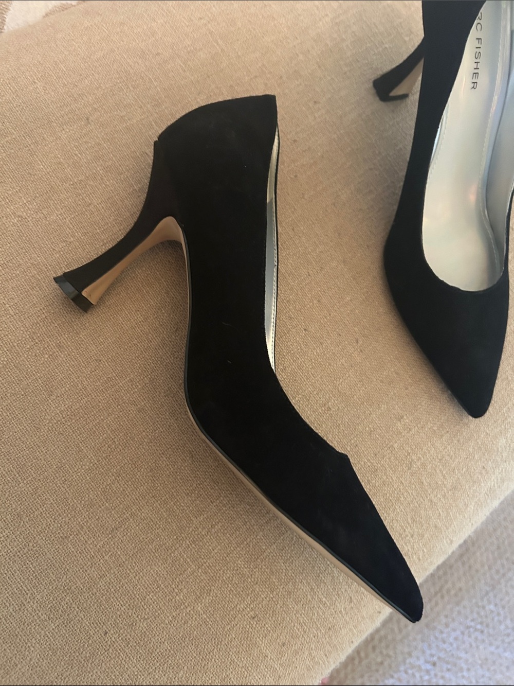 Marc Fisher Black Pointed-Toe Suede Pumps - Picture 3 of 4